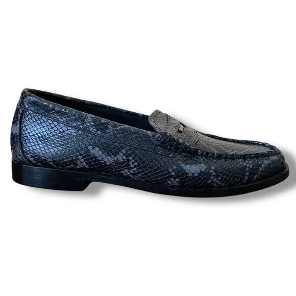 Bass Weejuns Womens Whitney Penny Loafer Sz 8 Gray Black Snake Embossed Leather - Picture 3 of 7